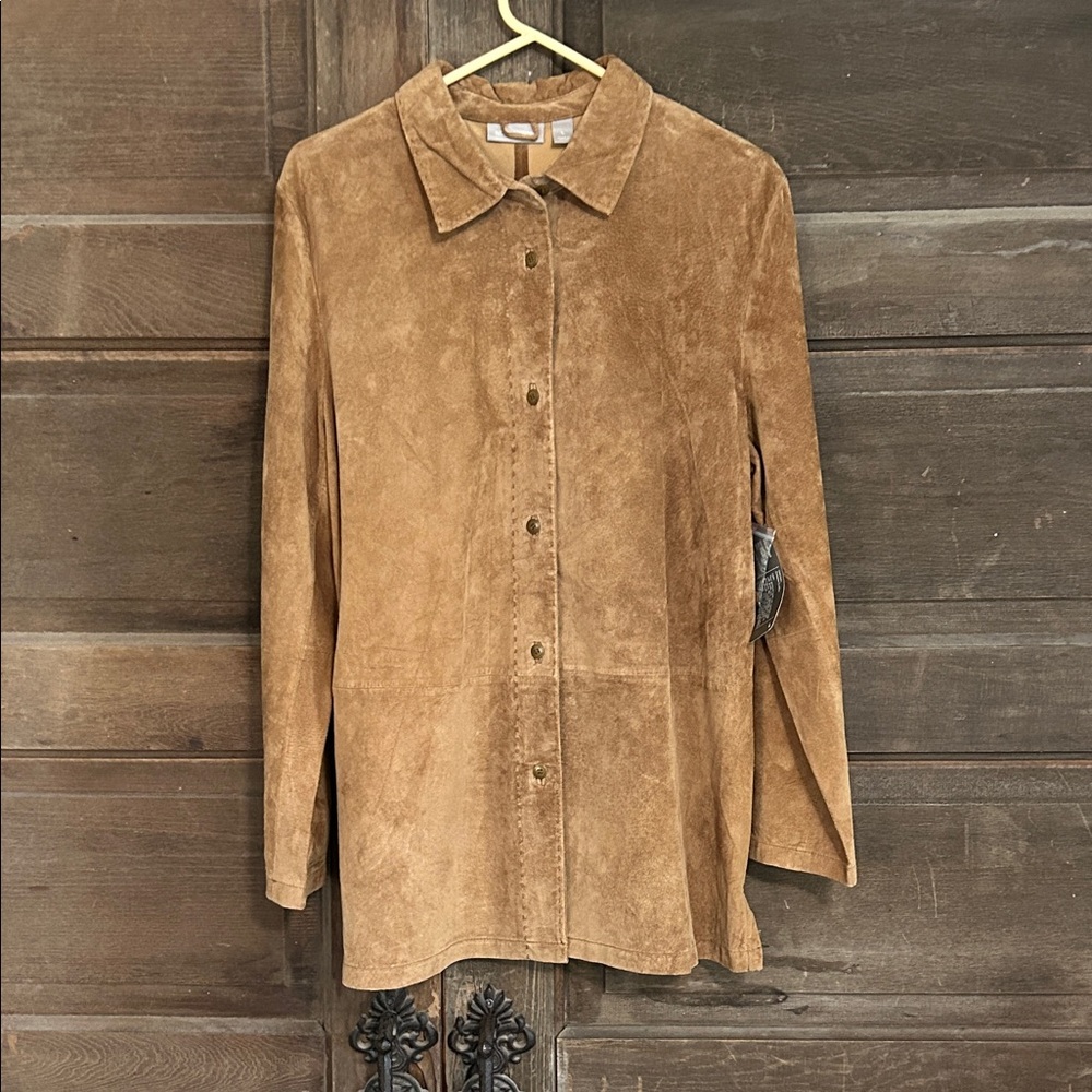 Nordstrom Suede Button-Front Jacket in Camel Brown